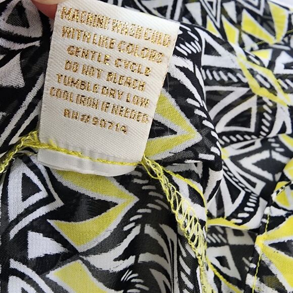 Prelude Women A line Dress 12 Belted Tie Waist Floral Yellow Bell Sleeve Chiffon - Picture 11 of 11